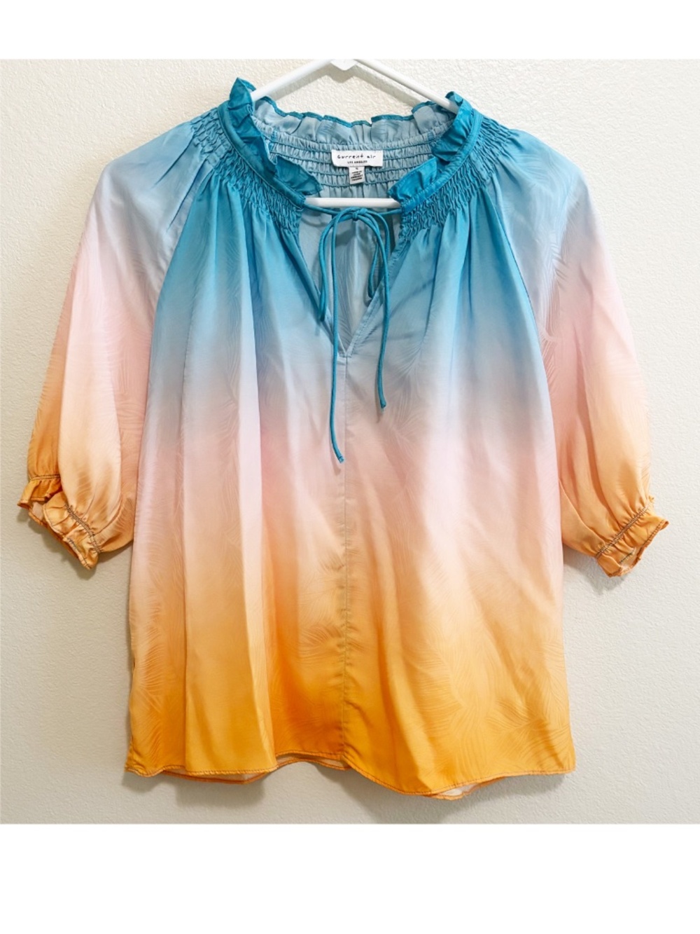 Anthropologie Current Air Ombre split neck blouse